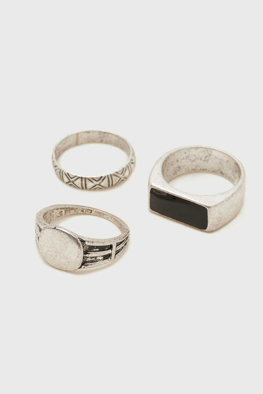 Fendafia Signet Ring Pack Brushed Silver