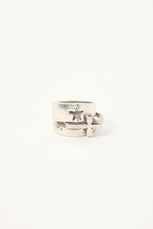 Fendafia Shapes Rings 3 Pack Antique Silver